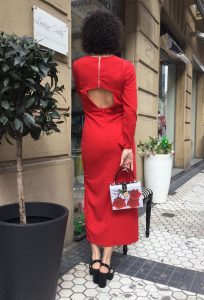 Rebeca Valdivia, personal shopper, Donostia, San Sebastián, Miss Clov, Lorena Ordas, La Nena de mis ojos, Boutique, comercio local Donostia. maxiskirt, falda larga, bbc, bolso mano, handbag, maxi vestido, maxi dress, vestido rojo, rojo pasión, red dress